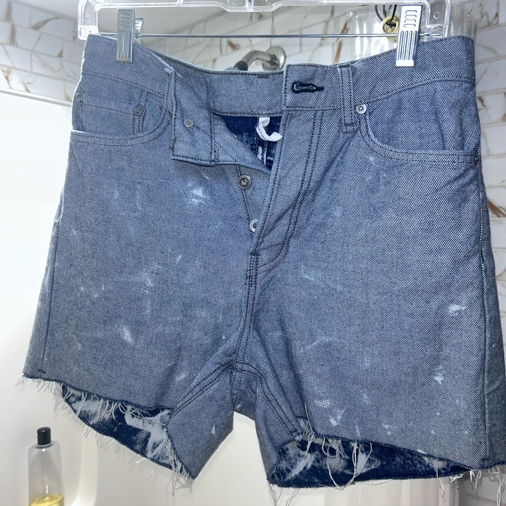 rag & bone distressed blue denim cutoff shorts